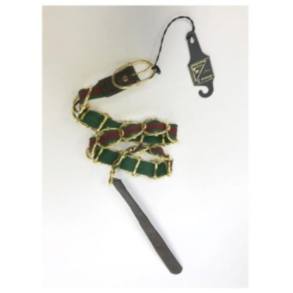 LINEA Red Green Stripe Chain & Leather Sherry Belt - Picture 4 of 7